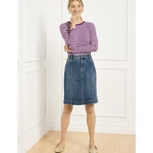 TALBOTS 2024 Montauk Wash Denim A-Line Classic Jean Mini Skirt Sz 8 NWT